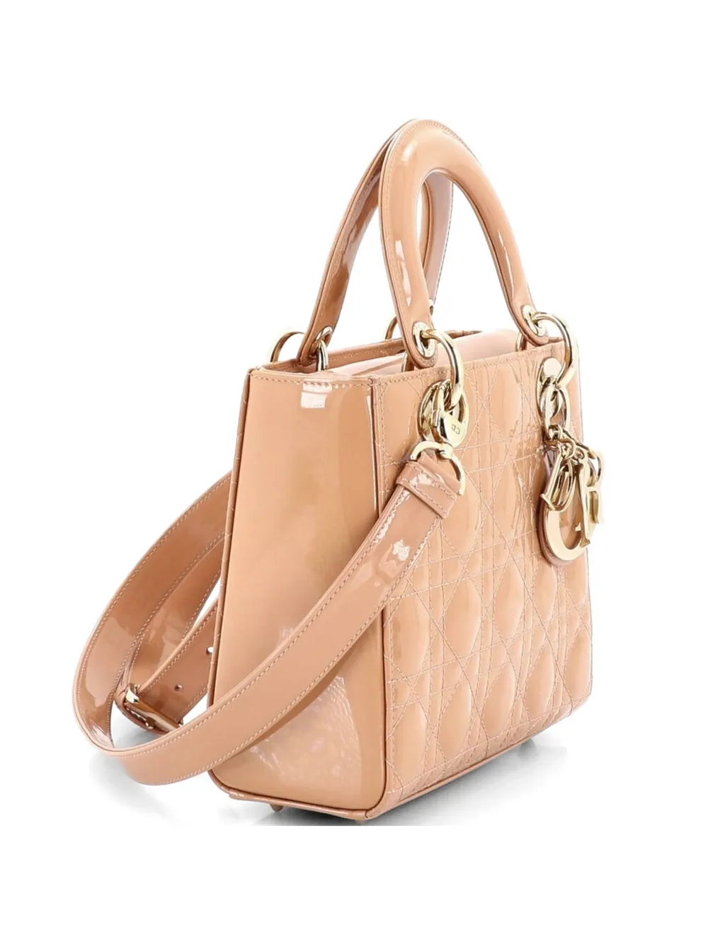 Christian Dior Pre-Owned Lady Dior Bag Cannage Quilt Patent Small satchel - Toni neutri
