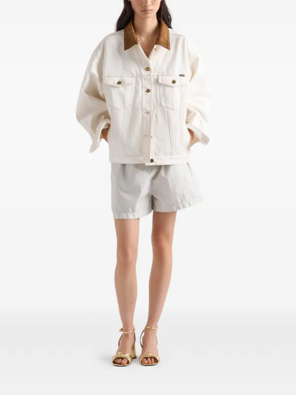 Prada Old Denim Blouson Jacket | White | FARFETCH