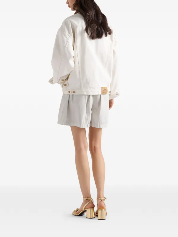 Prada Old Denim Blouson Jacket | White | FARFETCH