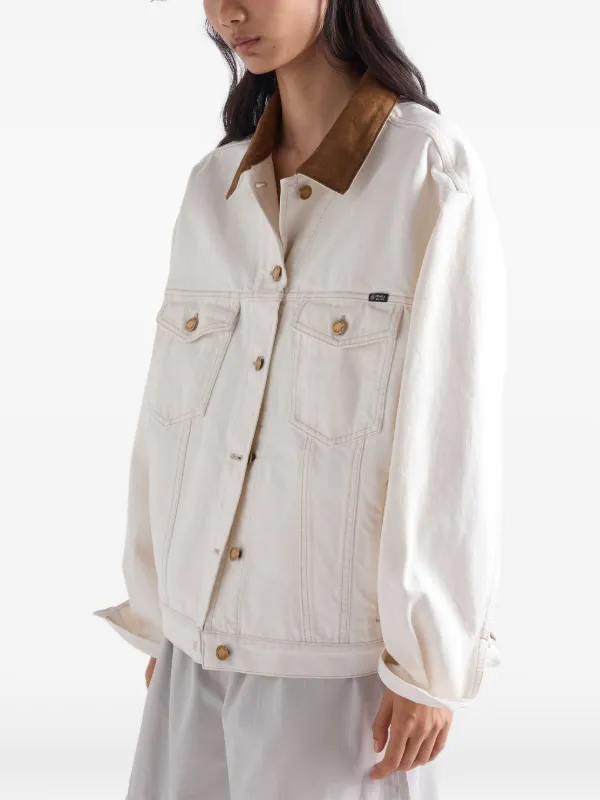 Prada Old Denim Blouson Jacket | White | FARFETCH