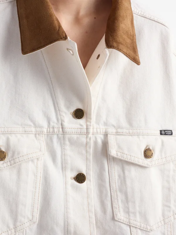 Prada Old Denim Blouson Jacket | White | FARFETCH