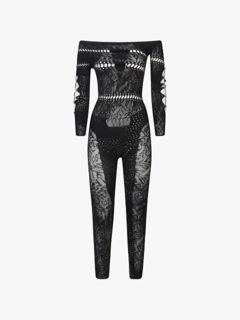 POSTER GIRL off-shoulder lace jumpsuit