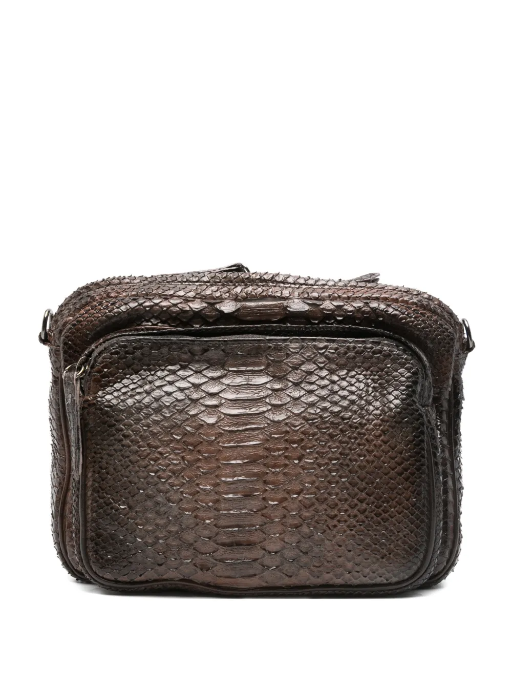 REPTILE´S HOUSE Rum python-embossed cross body bag - Marrone