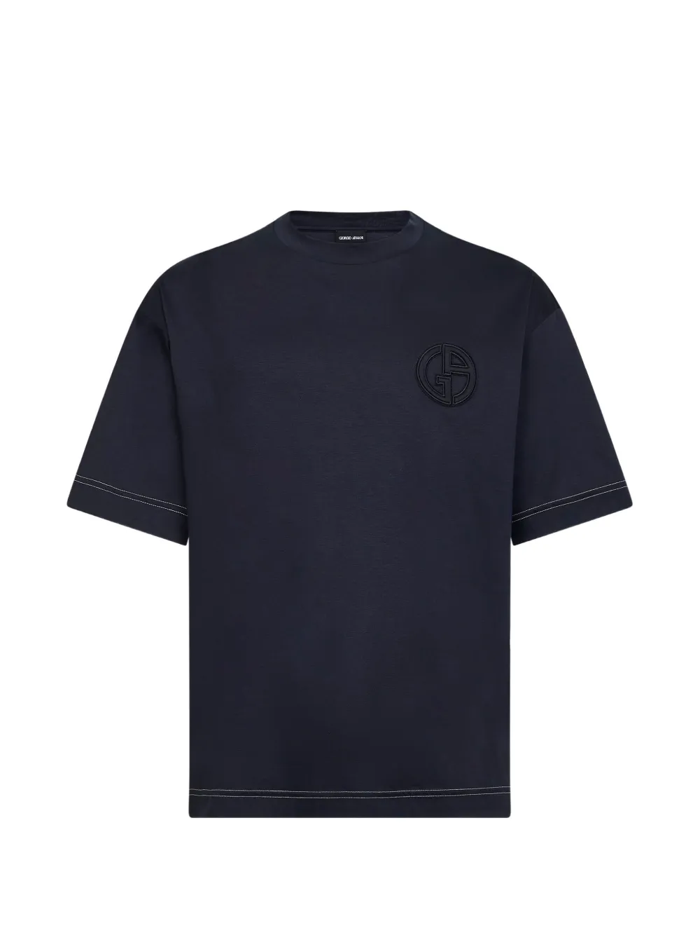 Giorgio Armani logo-embroidered T-shirt - Blu