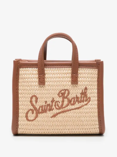 MC2 Saint Barth micro Vivian logo-embroidered woven tote bag