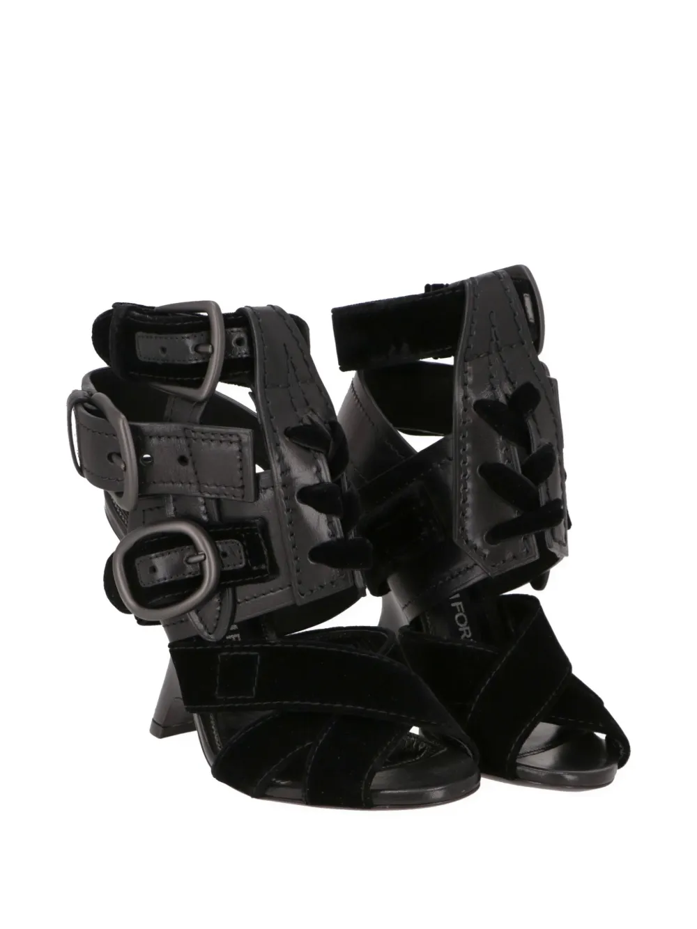 TOM FORD buckle-fastening lace-up sandals - Schwarz