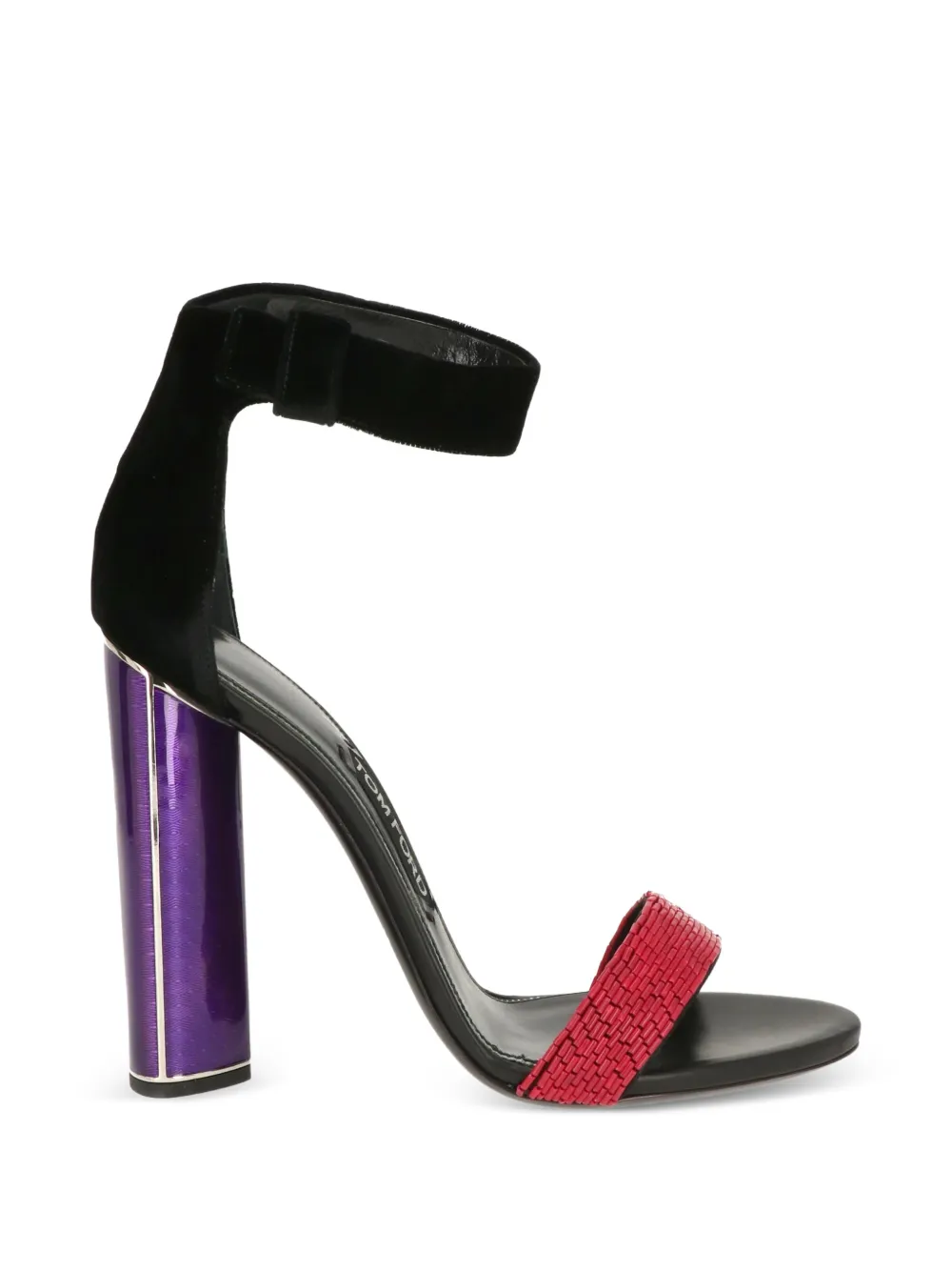 TOM FORD beaded-strap block-heel sandals Zwart