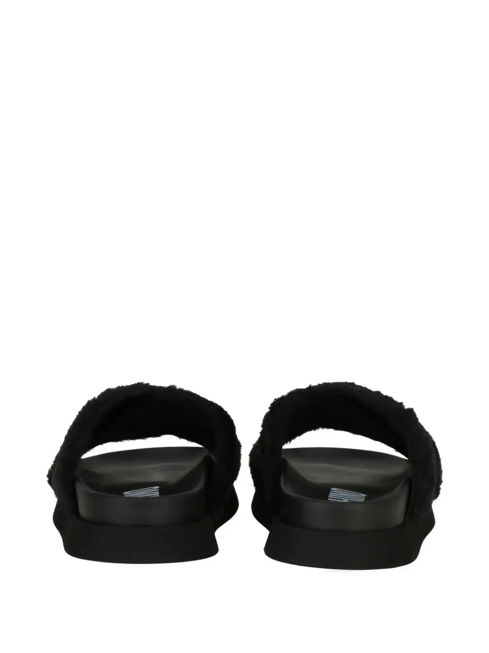 Moschino logo faux-fur sandals Zwart