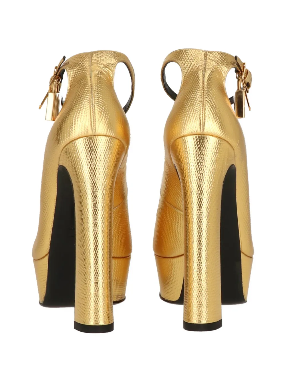 TOM FORD padlock peep-toe platform pumps Goud