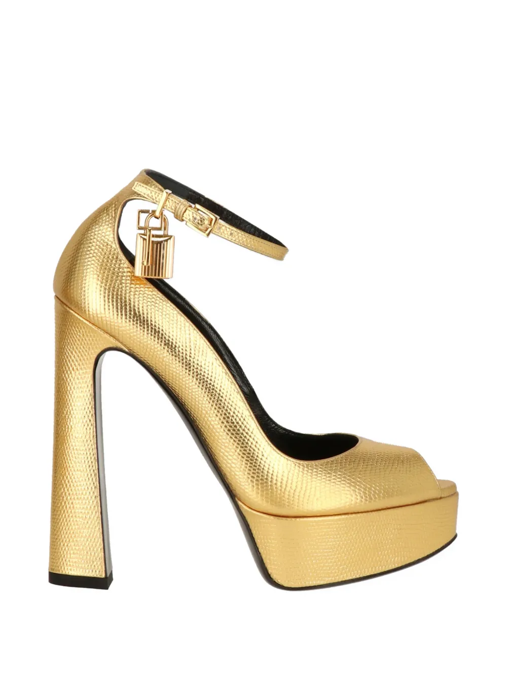 TOM FORD padlock peep-toe platform pumps Goud