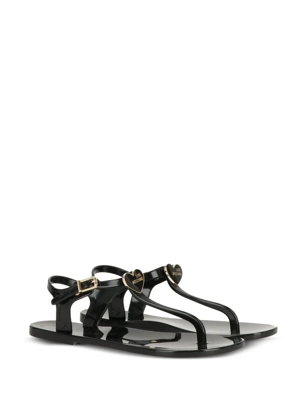 Love Moschino heart-charm flat sandals Zwart