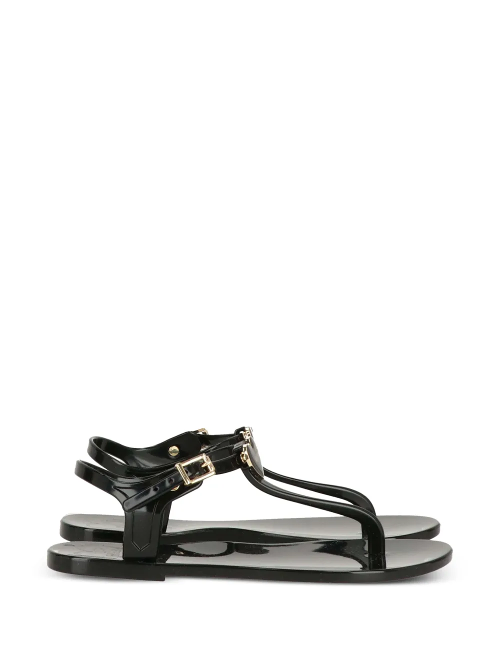 Love Moschino heart-charm flat sandals Zwart