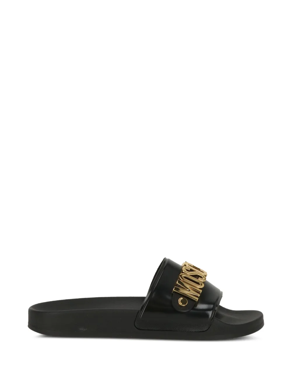 Moschino logo-lettering leather sandals - Schwarz