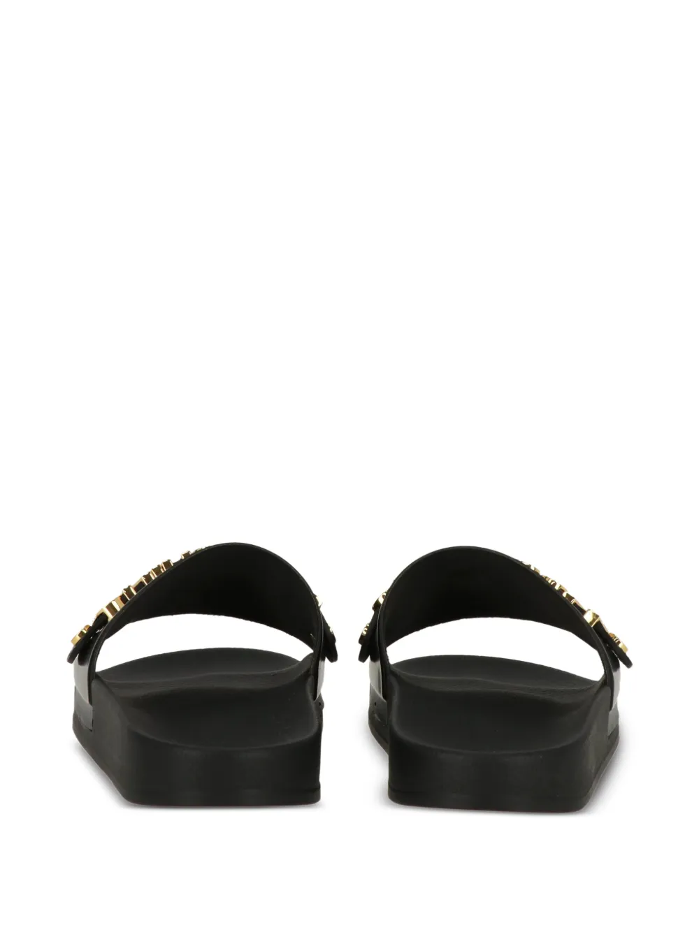 Moschino logo-lettering leather sandals Zwart