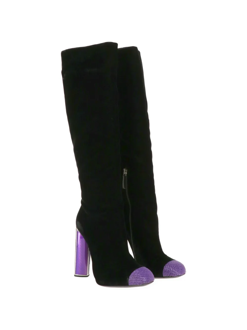 TOM FORD beaded-toe block-heel boots Zwart