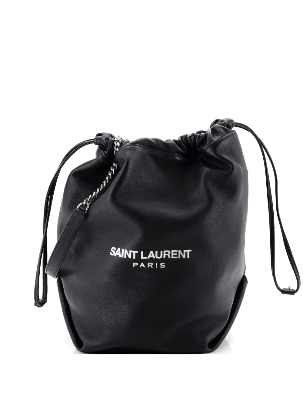Saint Laurent Pre-Owned Teddy Leather Large bucket bag - Black