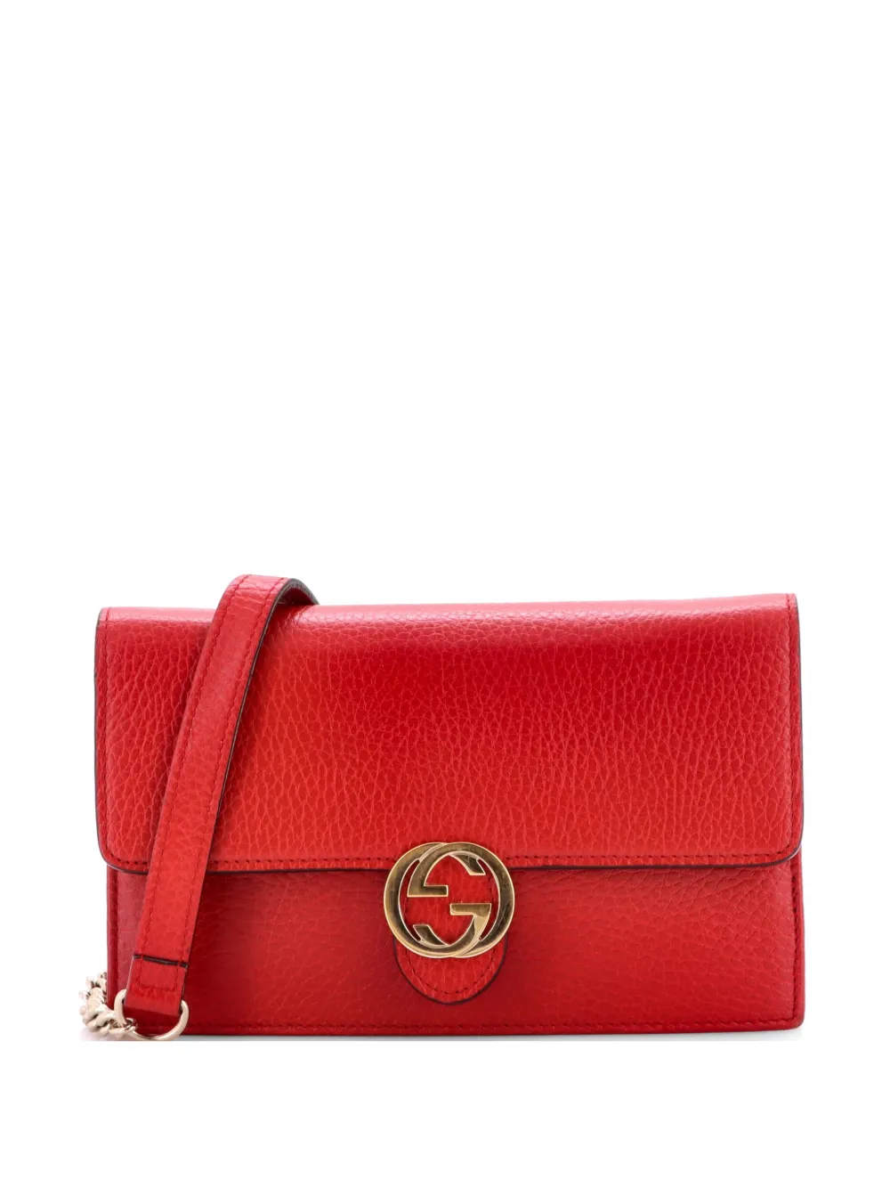 Gucci Pre-Owned Interlocking Wallet on Chain Leather crossbody bag - Red
