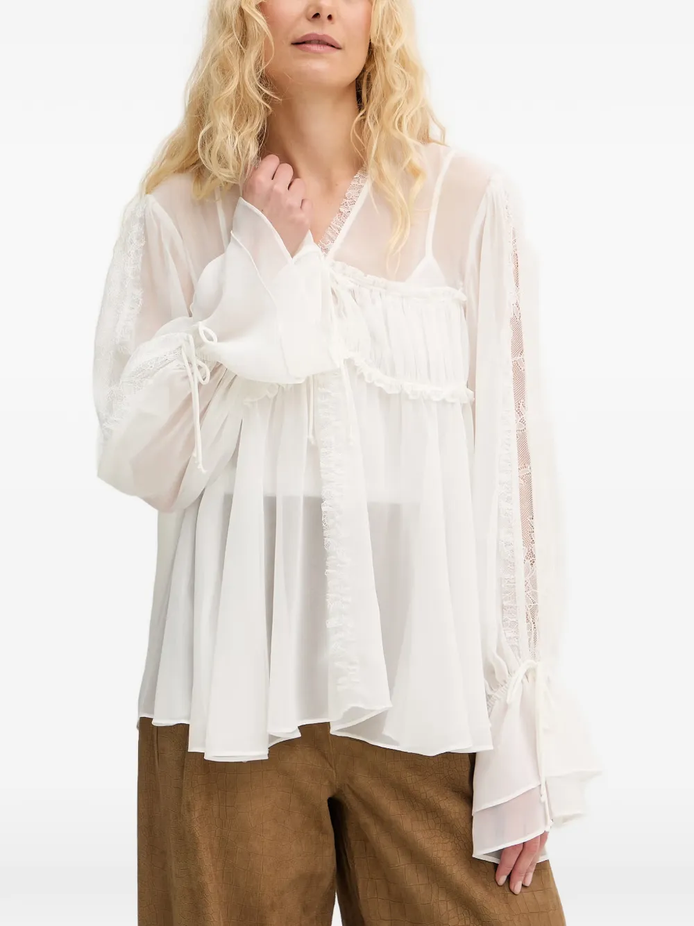 PINKO semi-sheer blouse - Bianco