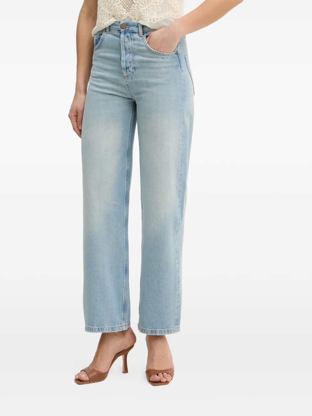 TWINSET logo-patch straight-leg jeans - Blu