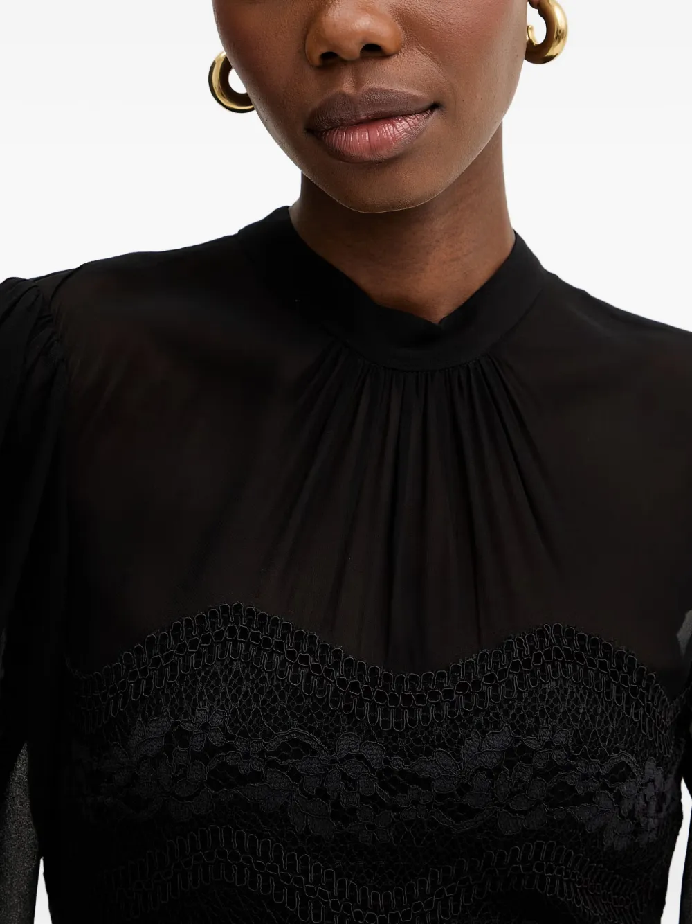 TWINSET Jurk met kanten vlakken Zwart