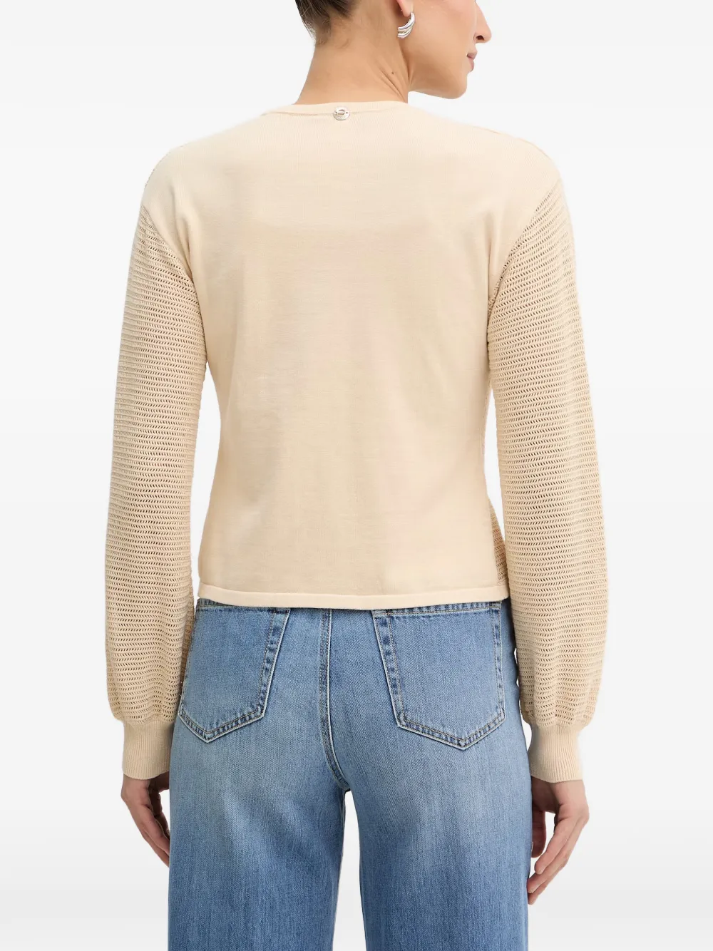 TWINSET Opengebreid vest met bloemapplicatie Beige