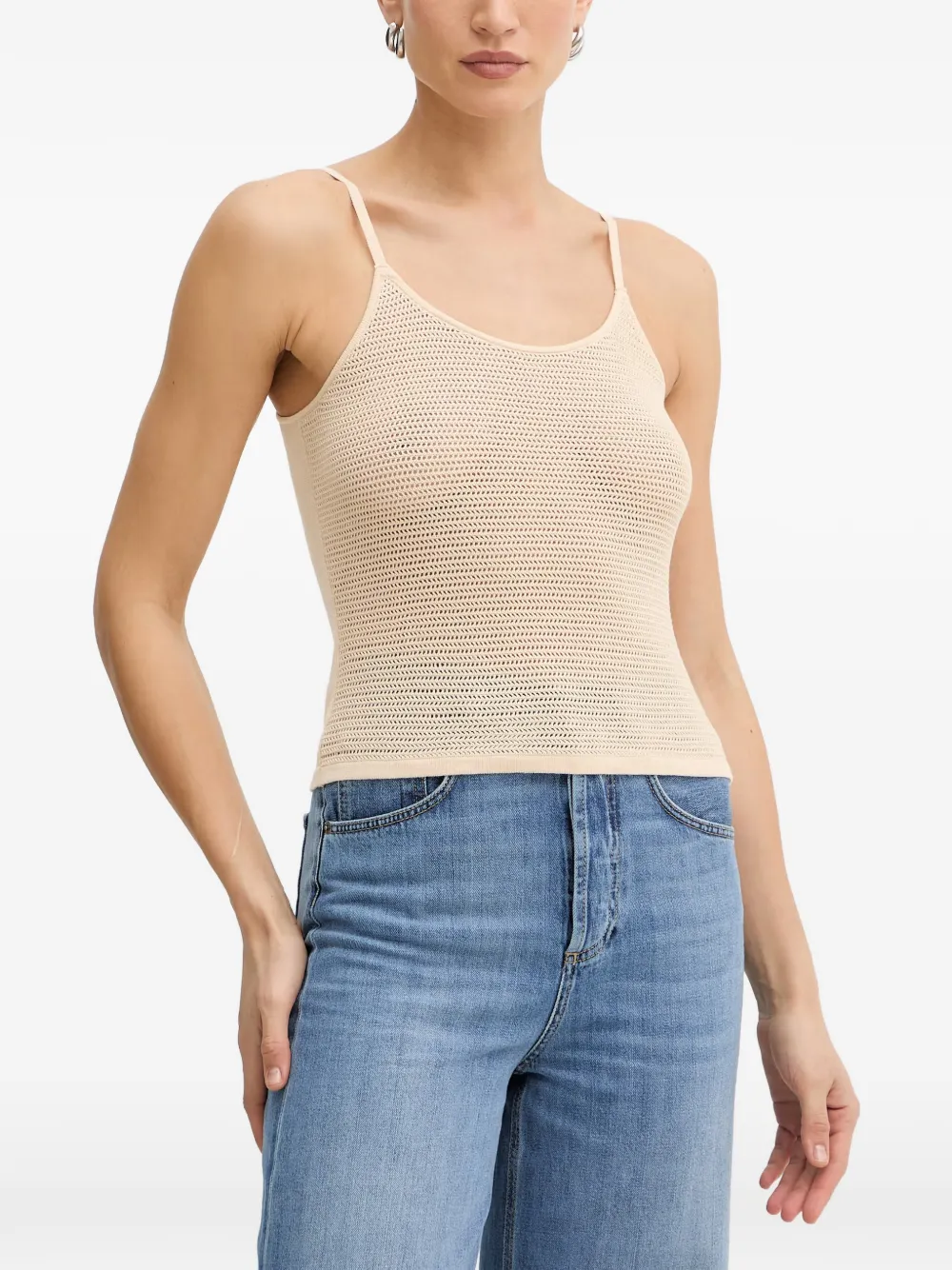 TWINSET Opengebreid vest met bloemapplicatie Beige