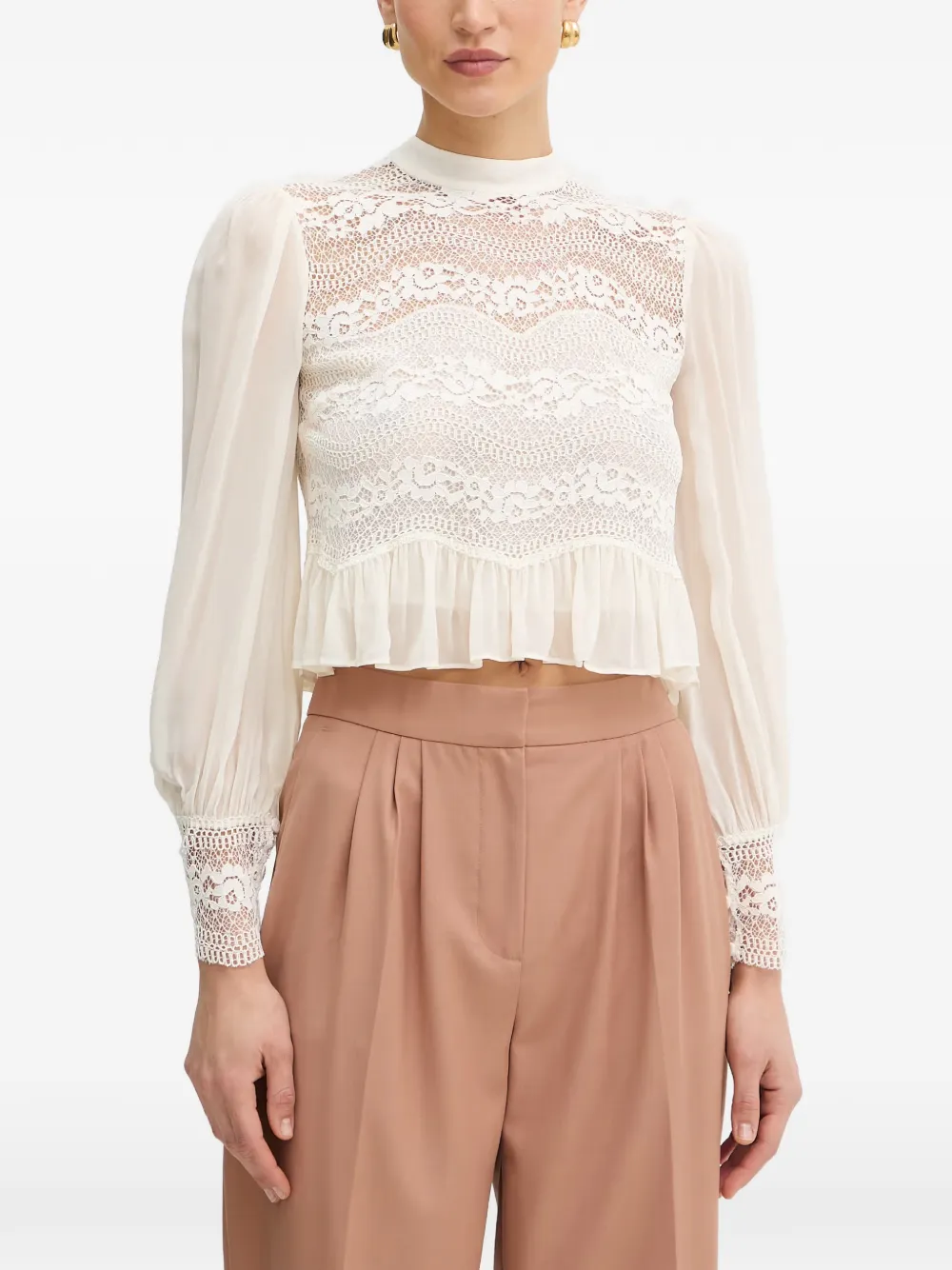 TWINSET Top con inserti in pizzo - Toni neutri