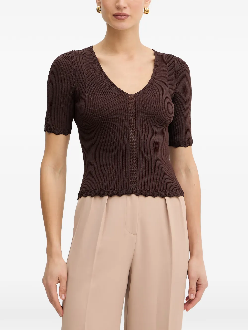 TWINSET ribbed top - Marrone