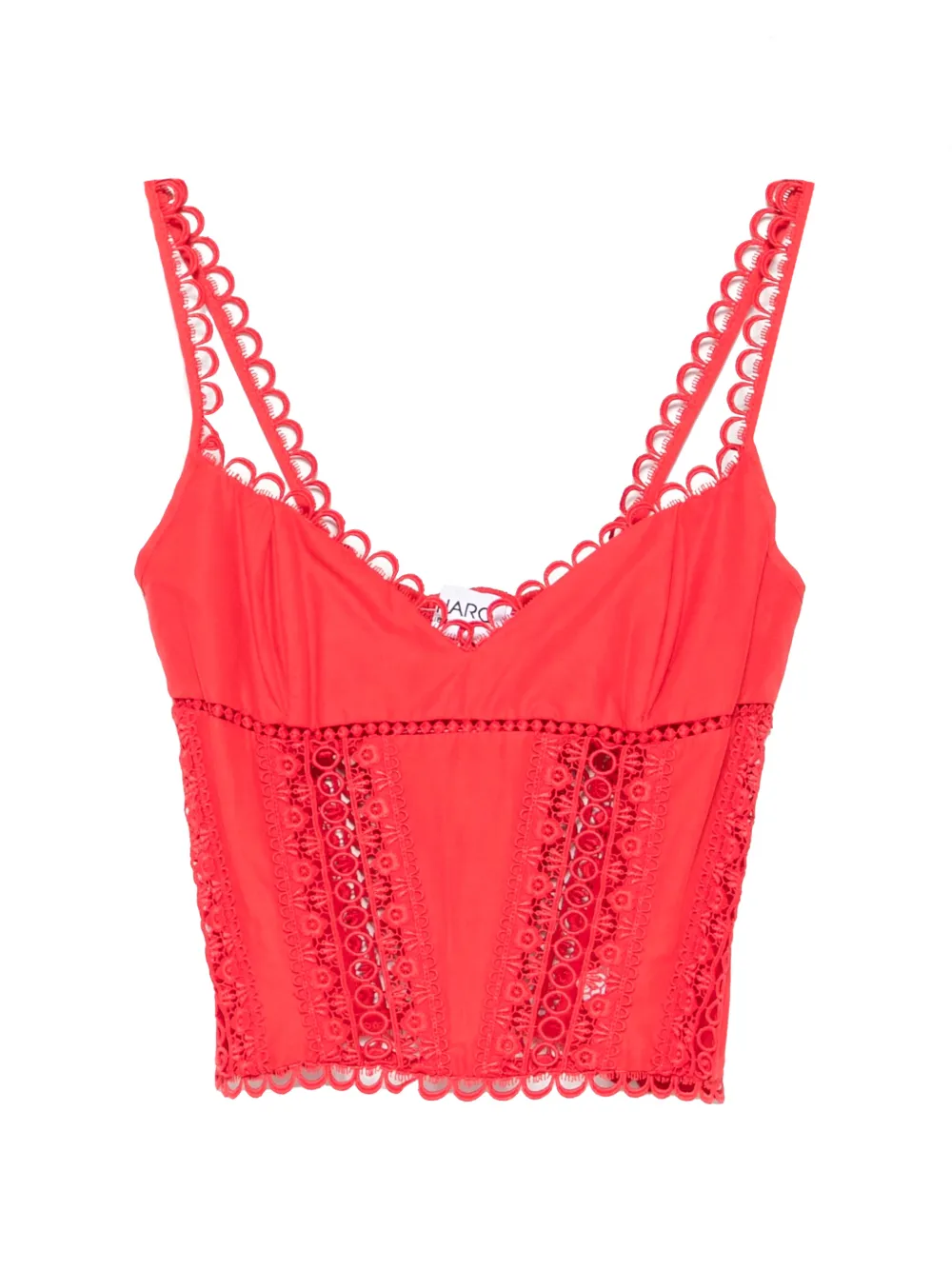 Charo Ruiz Ibiza Poppy scalloped-trim lace-insert top - Rosso