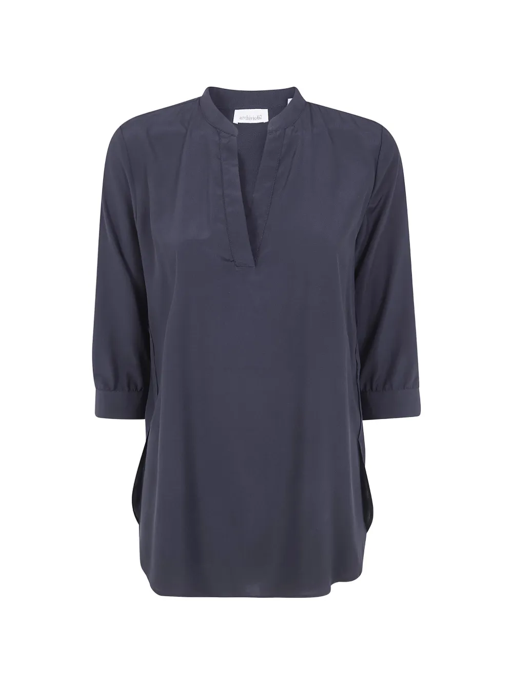 ARCHIVIO 67 band-collar V-neck shirt - Grau