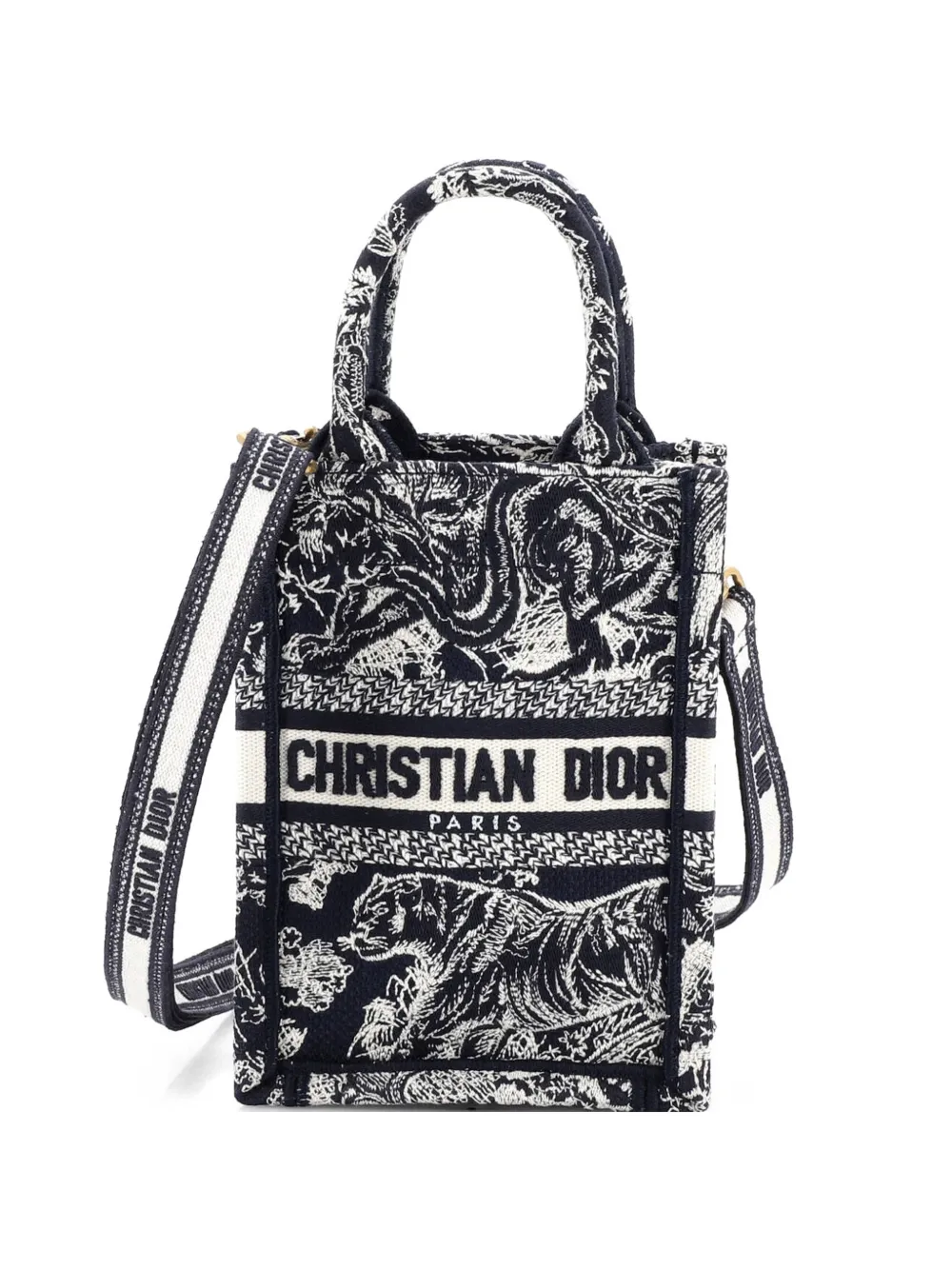 Christian Dior Pre-Owned Book Tote Phone Bag Embroidered Canvas Mini crossbody bag - Blue