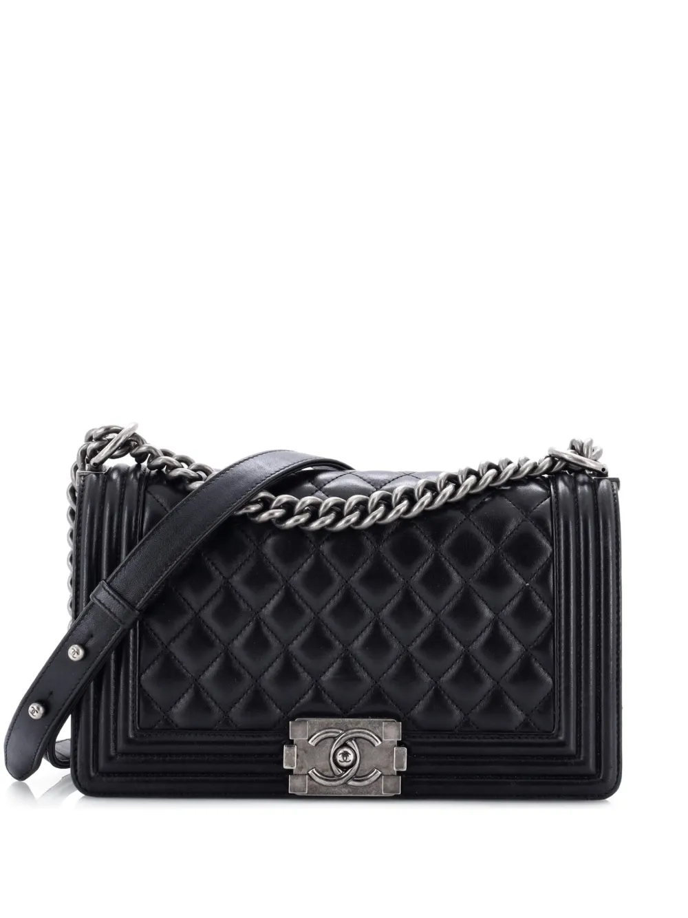 CHANEL Pre-Owned Boy Flap Bag Quilted Lambskin Old Medium shoulder bag - Nero