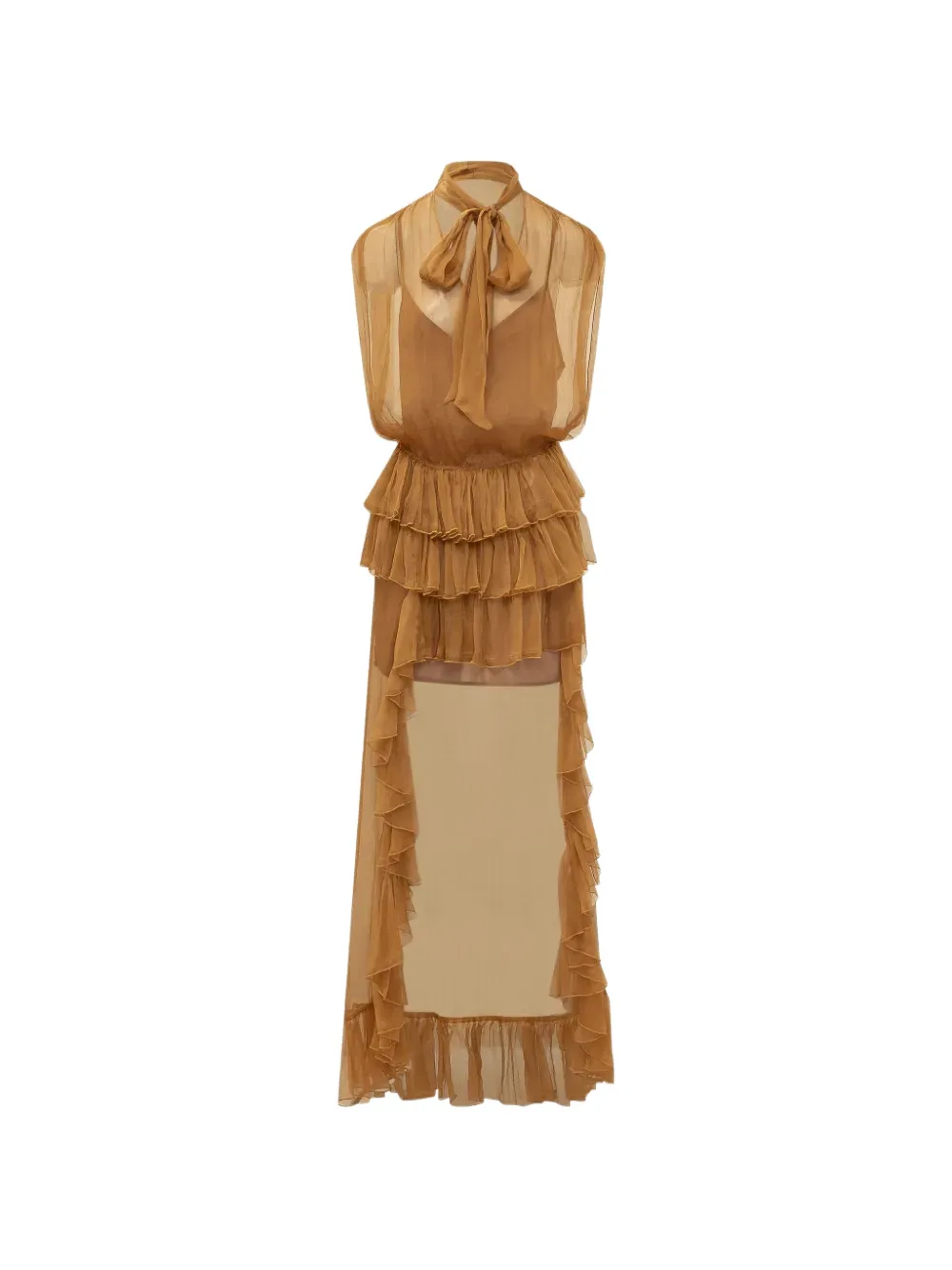 ACTUALEE ruffled tiered asymmetric dress - Marrone
