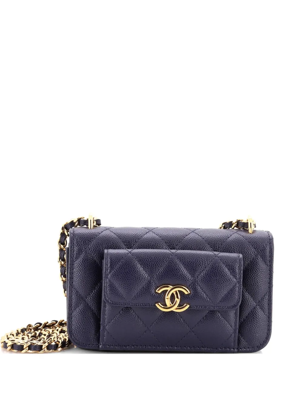 CHANEL Pre-Owned Pocket Twins Clutch with Chain Quilted Caviar crossbody bag - Blu