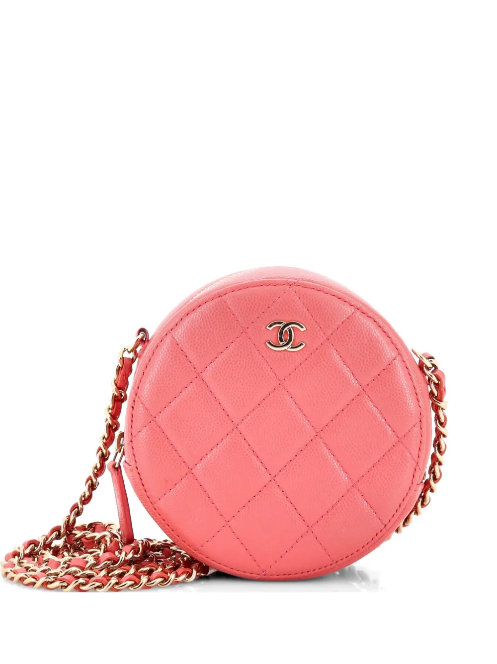 CHANEL Pre-Owned Round Clutch with Chain Quilted Caviar Mini crossbody bag - Pink