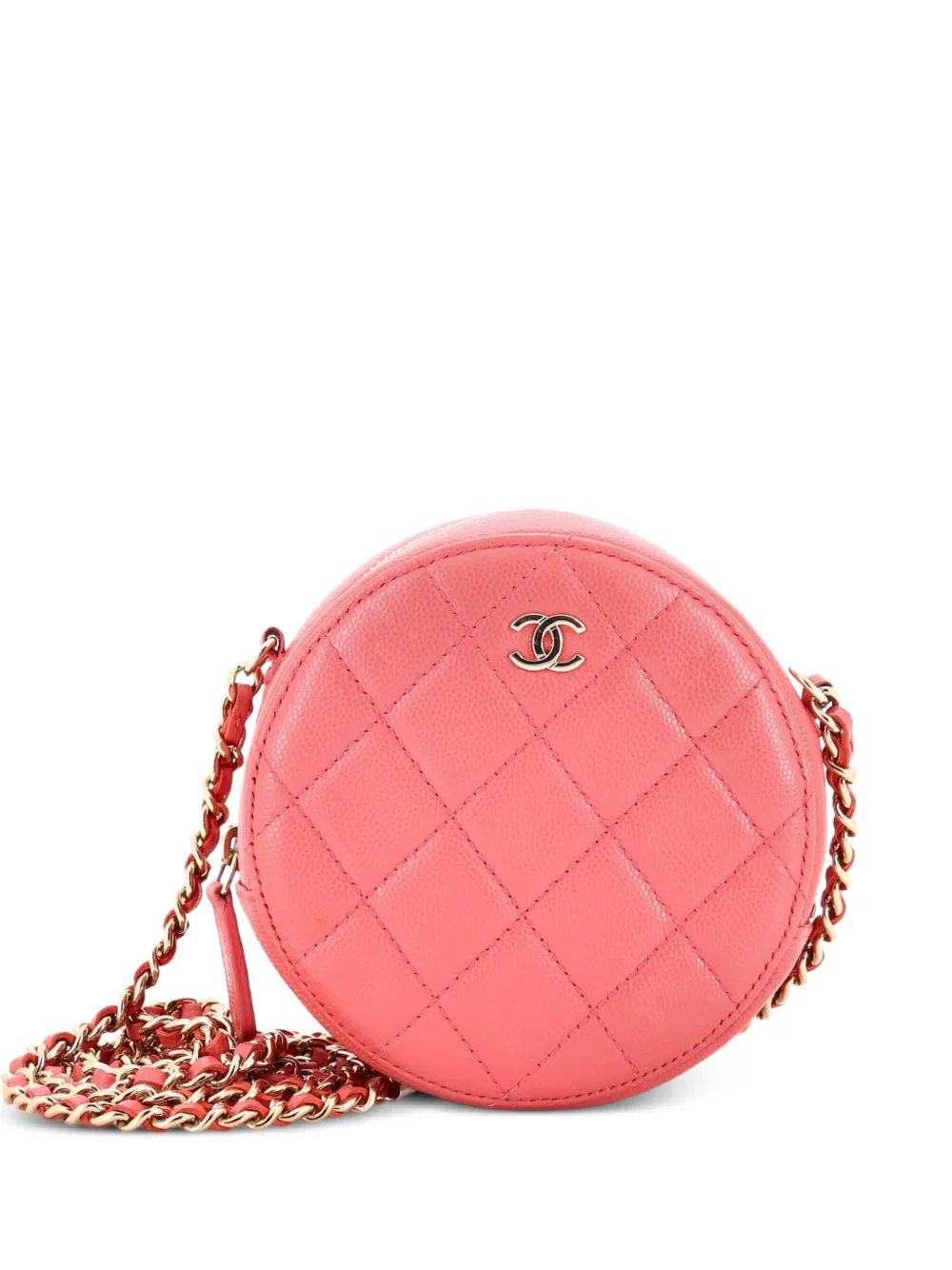 CHANEL Pre-Owned Round Clutch with Chain Quilted Caviar Mini crossbody bag - Rosa