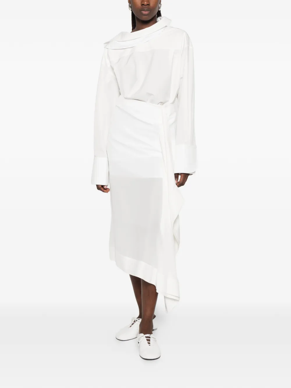 Carven asymmetric draped midi skirt - Bianco