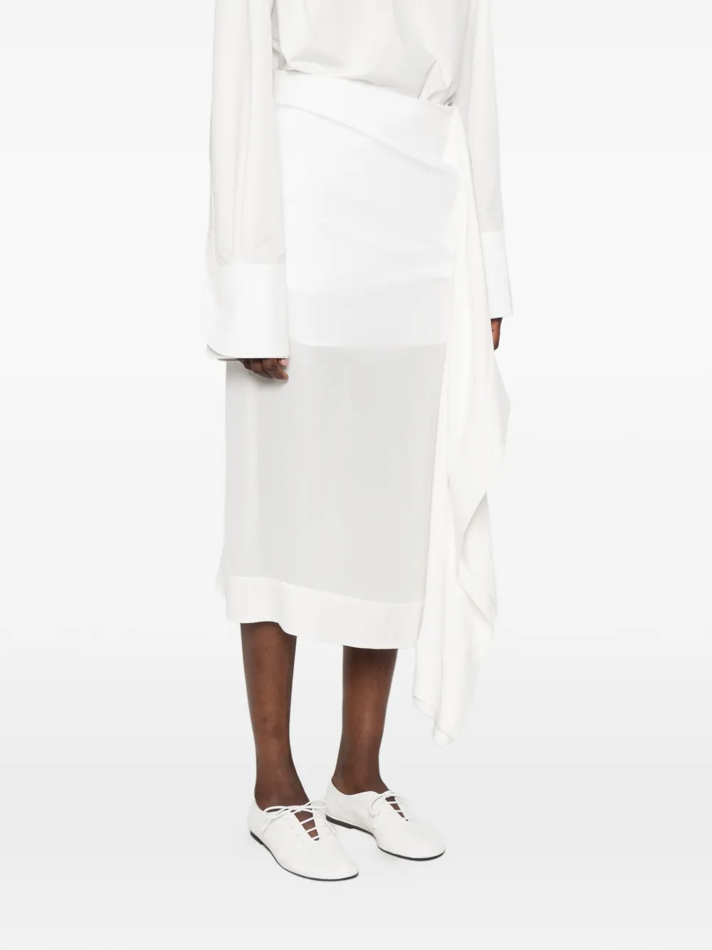  Carven Falda Midi Drapeada - Blanco 