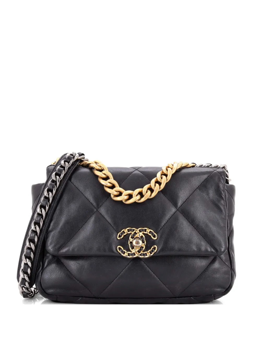 CHANEL Pre-Owned 19 Flap Bag Quilted Leather Medium crossbody bag - Nero