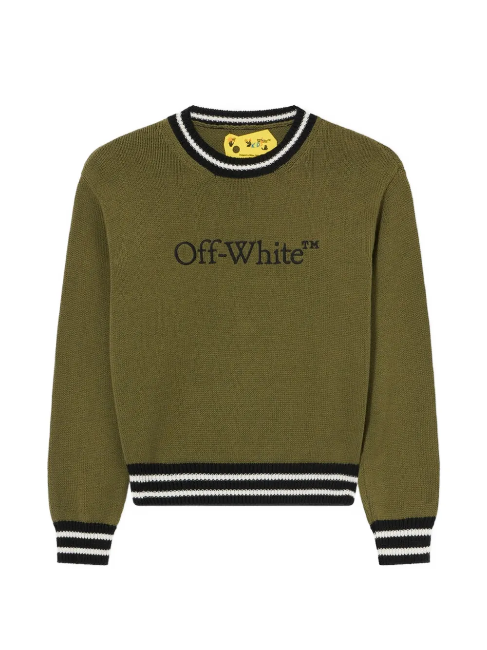 Off-White Kids logo-embroidered crew-neck sweater - Verde