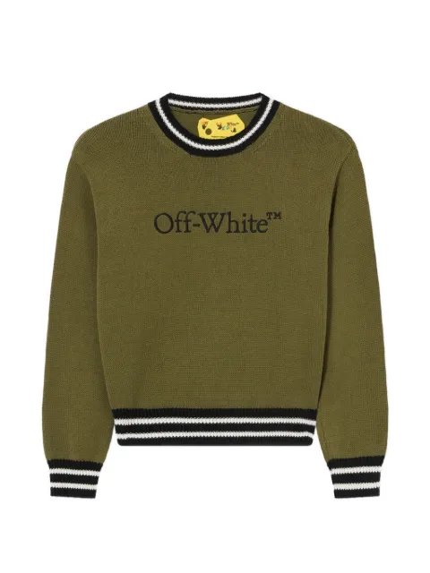 Off-White Kids Felpa girocollo con logo ricamato