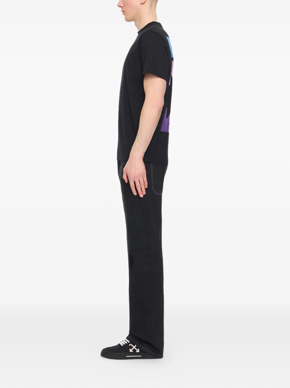 Off-White T-shirt met logo met kleurverloop Zwart