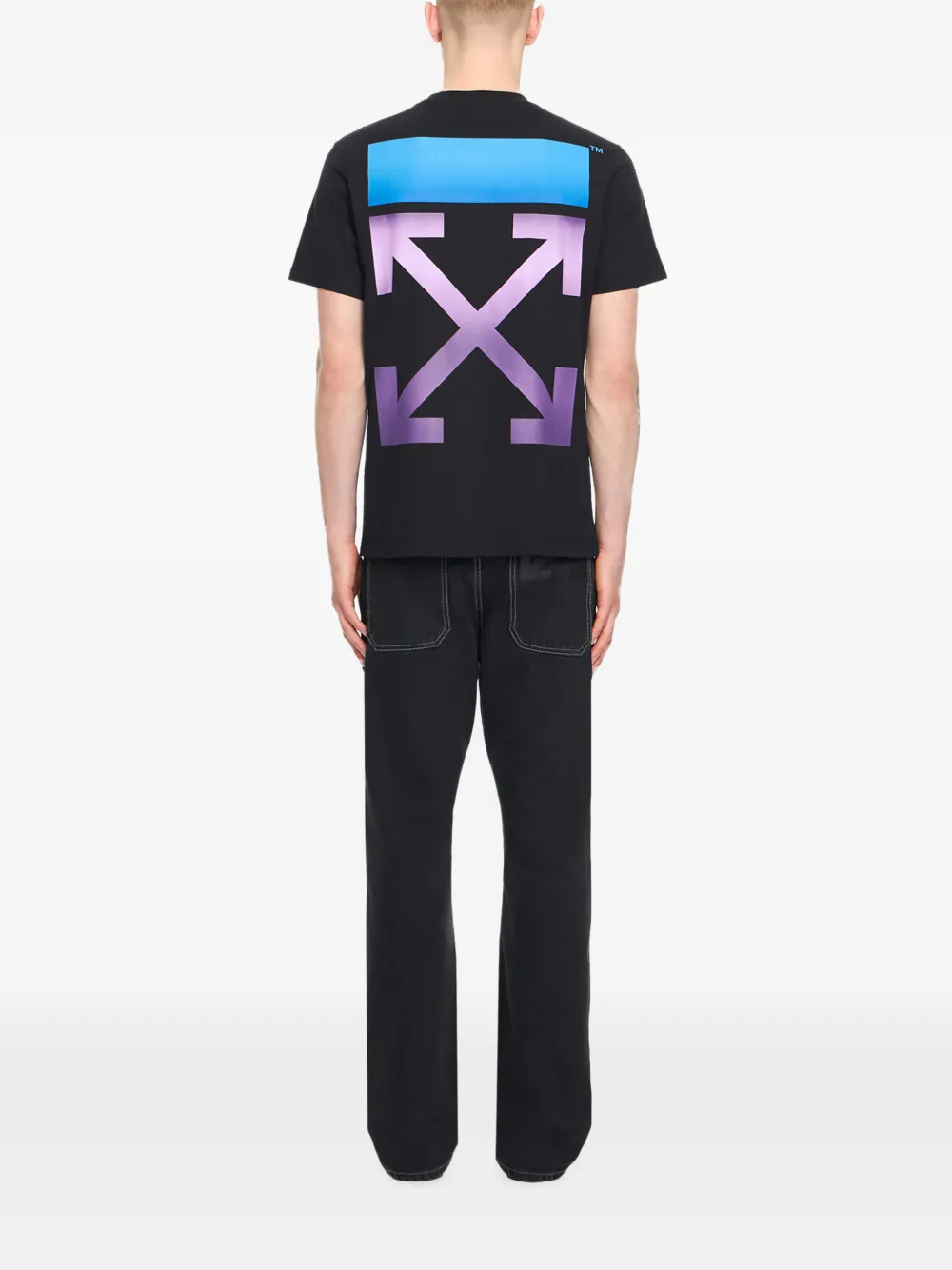 Off-White T-shirt met logo met kleurverloop Zwart