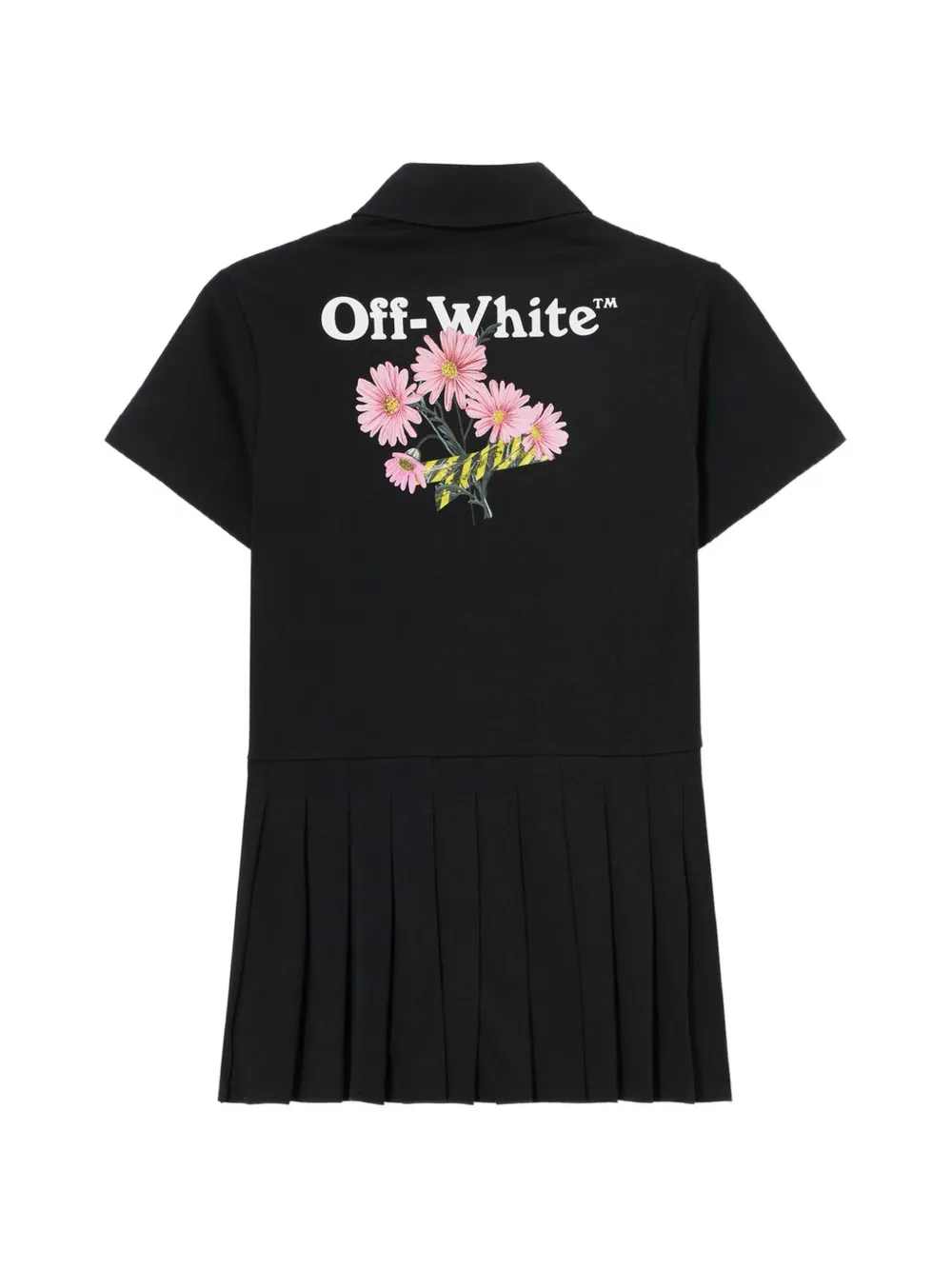 Off-White Kids Mini-polojurk met bloemenprint en plooien Zwart