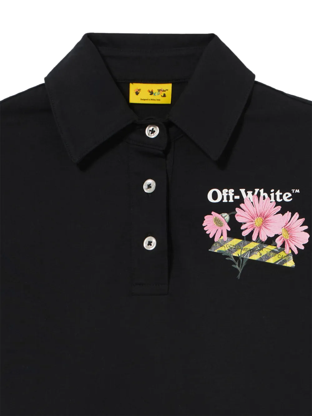 Off-White Kids Mini-polojurk met bloemenprint en plooien Zwart