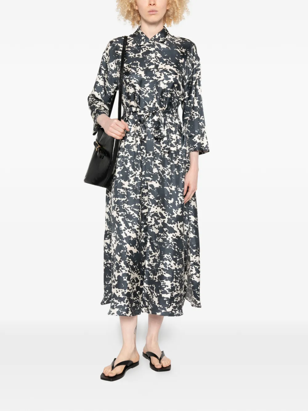 'S Max Mara Leva maxi-jurk met gestrikte taille en abstracte print Blauw