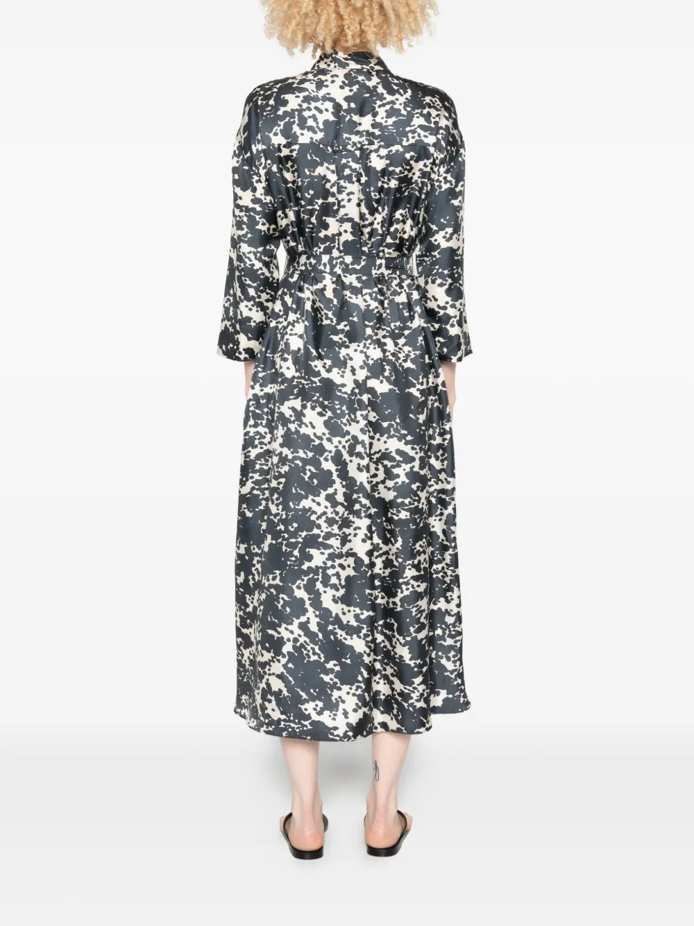 'S Max Mara Leva maxi-jurk met gestrikte taille en abstracte print Blauw