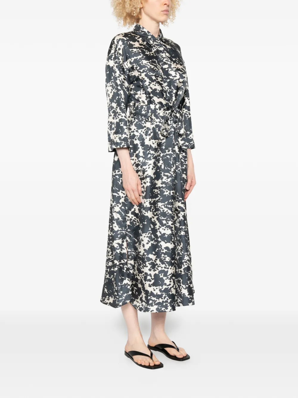 'S Max Mara Leva maxi-jurk met gestrikte taille en abstracte print Blauw