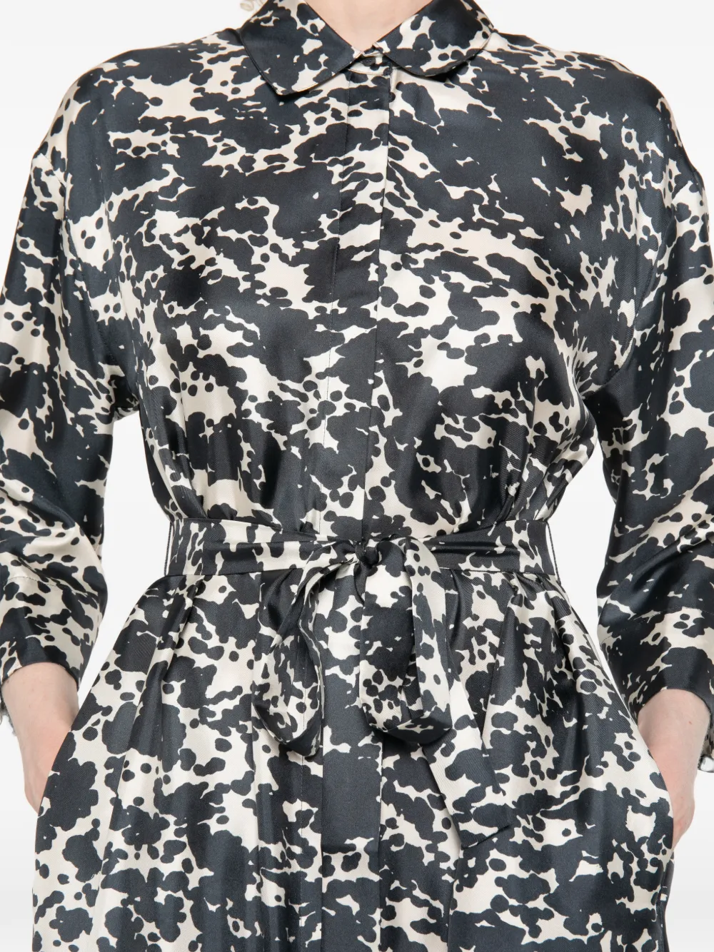 'S Max Mara Leva maxi-jurk met gestrikte taille en abstracte print Blauw