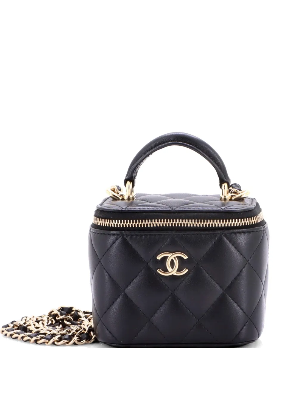 CHANEL Pre-Owned Classic Top Handle Vanity Case with Chain Quilted Lambskin Mini crossbody bag - Nero